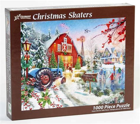 Christmas Skaters 1000 Pieces Vermont Christmas Company Puzzle Warehouse