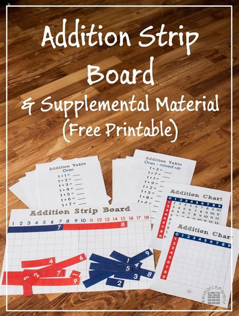 Free Printable Montessori Addition Strip Board Addition Tables And