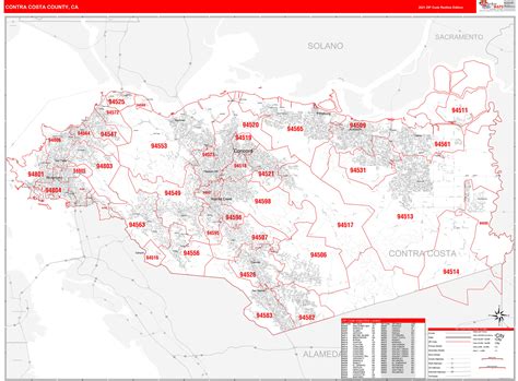 California Zip Code Wall Map Red Line Style By Marketmaps Images And
