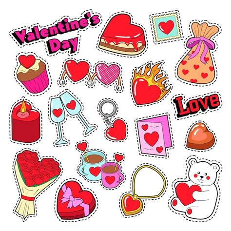 Feliz Día De San Valentín Doodle Para álbum De Recortes Pegatinas
