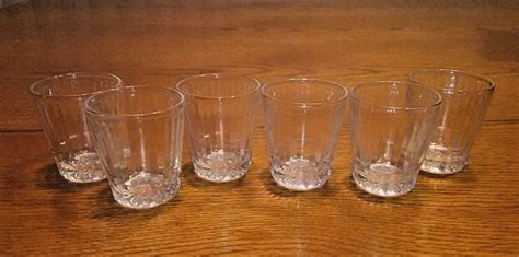 Set Of Six Antique Federal Glass Shot Glasses Ribbed F Shield Mark Clear Glass Shot Glasses