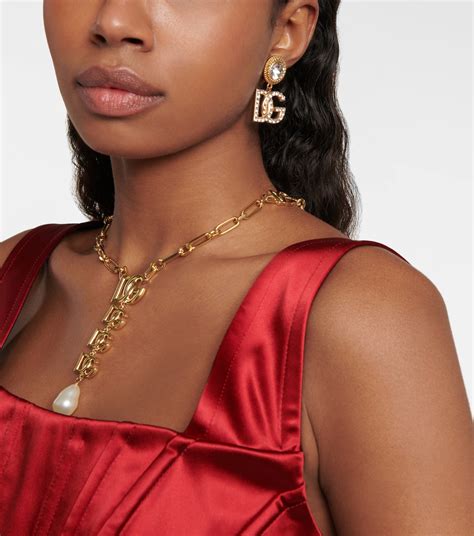 Dg Crystal Embellished Earrings In Metallic Dolce Gabbana Mytheresa