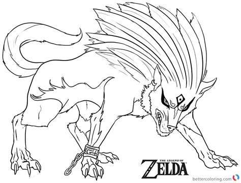 Legend Of Zelda Coloring Page Twilight Wolf Free Printable Coloring Pages