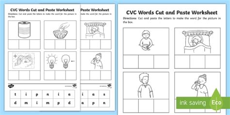 Below are 3 workbooks which get progressively more advanced. Phase 2 Set 2 CVC Words Cut and Paste Worksheet ...