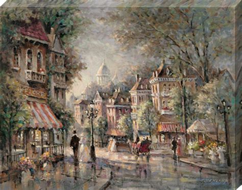 French Street Scene Ii Stretched Canvas Wall Art Street Scenes