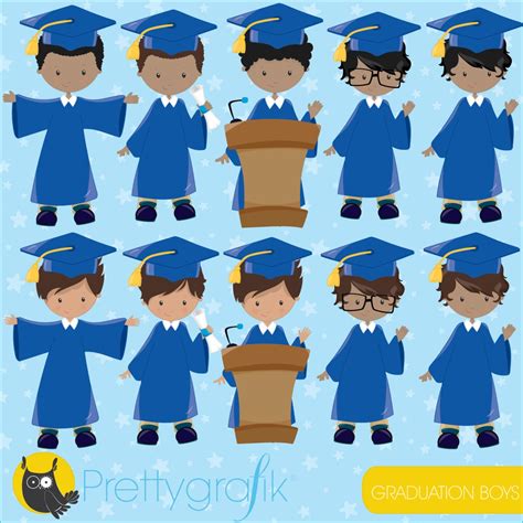 Graduation Boys Clipart Commercial Use Vector Graphics Etsy