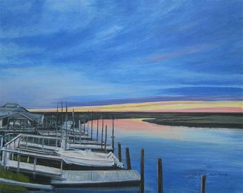 Sunset On The Docks Sunset Painting Fine Art America