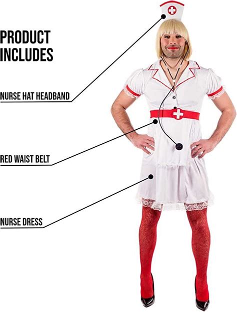 mens naughty nurse costume m l xl adult male funny fancy dress for stag do party ebay