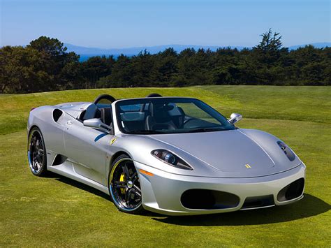 2007 Ferrari F430 Spider Silver Front 34 View On Grass By Trees Sky