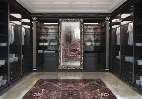 The cabinets are all in white that compliments with the dark. Customizable walk-in closet in classic luxury style ...