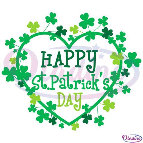 Happy St Patricks Shamrock Heart Day Svg Digital File St Patrick Svg