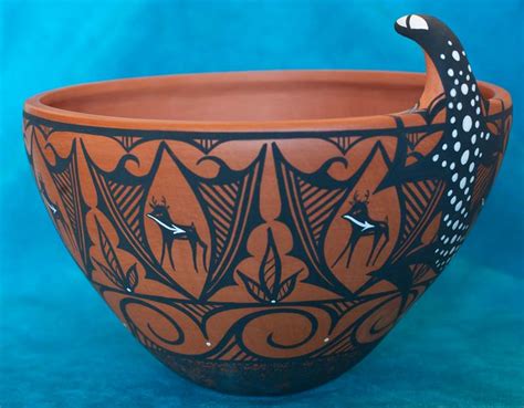 Priscilla Peynetsa Zuni Pottery Lizard And Deer Bowl