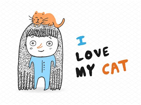 I Love My Cat Animal Illustrations ~ Creative Market