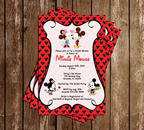 Novel Concept Designs Mickey And Minnie Mouse Bridal Shower Invitation
