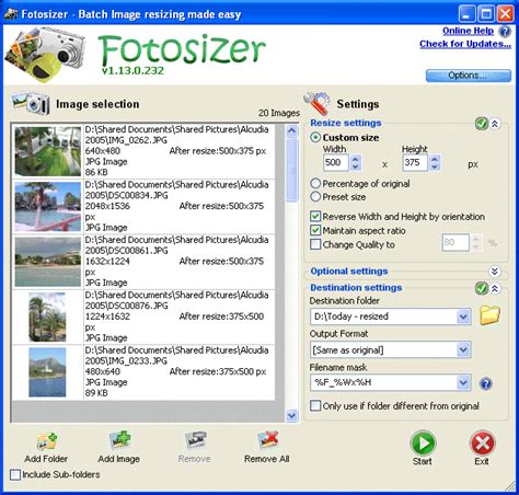 Filegets Fotosizer Screenshot Fotosizer Is A Freeware Batch Image