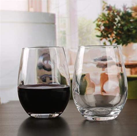 Circleware Set Of 4 Clear Stemless Wine Glasses Home Party Entertainment Dining Beverage