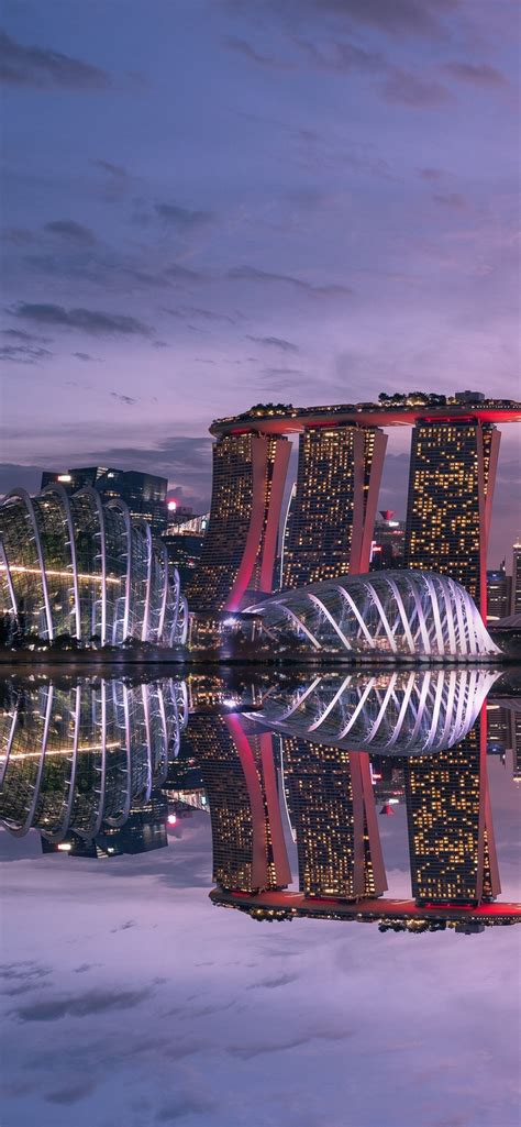 Singapore Reflected In The Water At Sunset Id 6575 Iphone Wallpapers