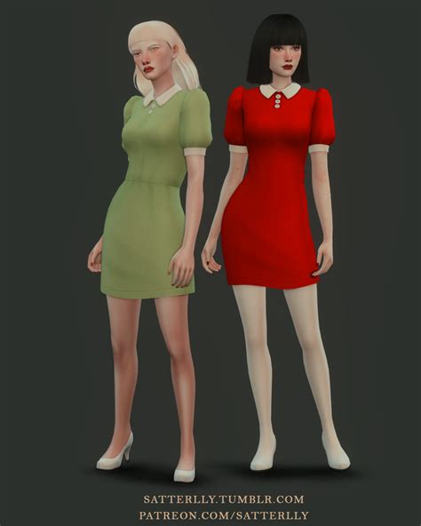 Retro Dress Alicia Satterlly Retro Dress Sims 4 Mods Clothes Dress