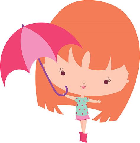 Cartoon Of Girl Holding Umbrella Illustrations Royalty Free Vector