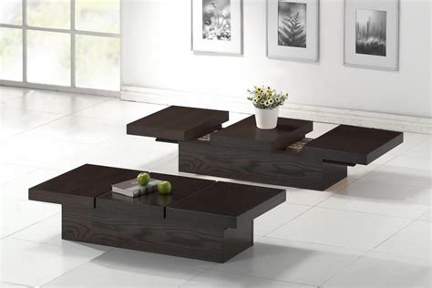 Modern Hidden Storage Dark Wood Wenge Coffee Table Low Profile Contemporary