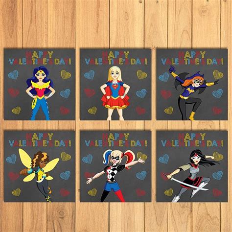 Dc Superhero Girls Valentines Day Cards Chalkboard Dc With Images