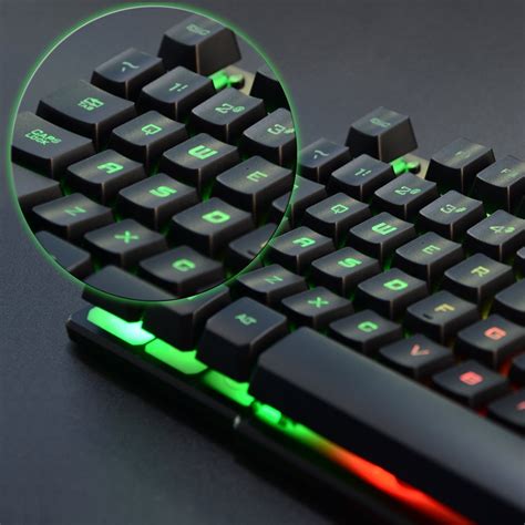 Gaming Keyboard Rainbow Color Led Light Up Usb Wired Large Size