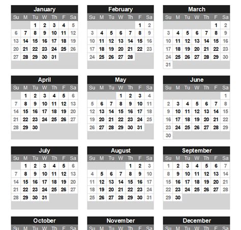 Printable Calendar Yearly Calendar Templates