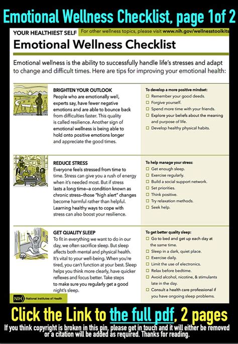 Emotional Wellness Checklist Page 1of 2 Click The Link To The Full