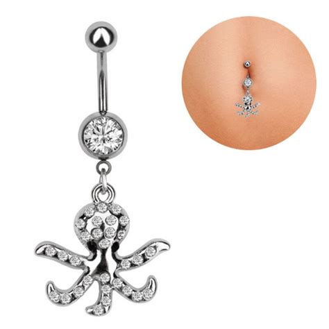 Hot New Stainless Steel Medical Crystal Leaves Navel Piercing Women Navel Rings Belly Button