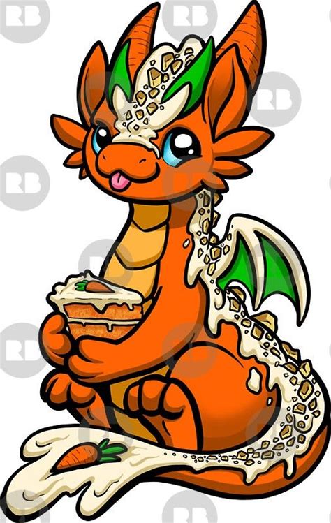 Carrot Cake Dragon Sticker By Rebecca Golins Cartoon Dragon Cool
