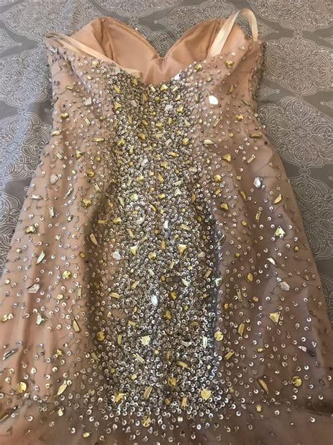 sparkly gold and silver jewels with nude undertone prom dress women s fashion clothes on carousell
