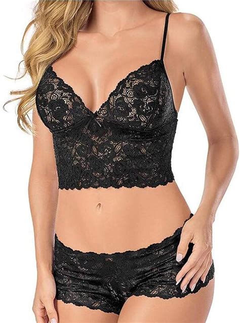 Bekleidung Frauen Unterwäsche Set Dessous Korsett Plus Size Spitze Blumen Push Up Top Bh Slip