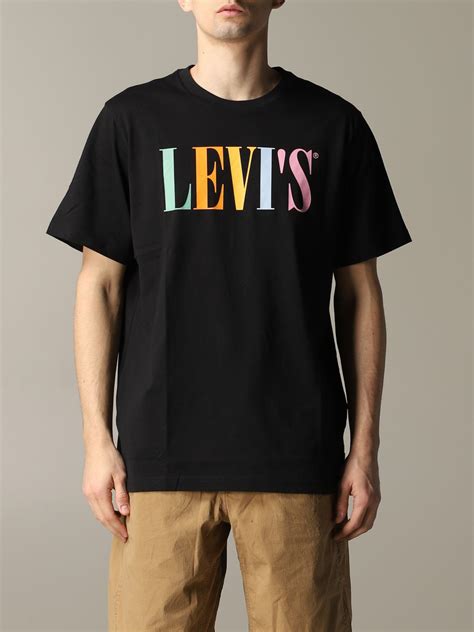 Levis Outlet Short Sleeved T Shirt With Multicolor Logo Black Levis T Shirt 699780044