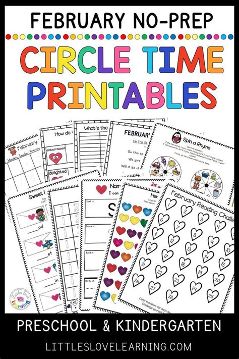 Printable Learning Pages For February Preschool And Pre K Calendar