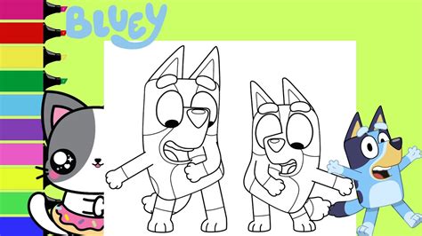 Coloring Bluey And Little Sister Bingo Dancing Coloring Book Page