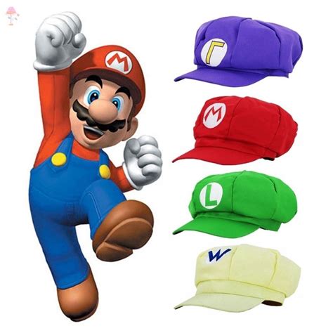 Super Mario Bros Hat Mario Luigi Cap Cosplay Sport Wear Red Green