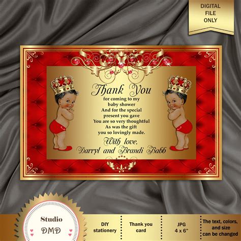 Printable Baby Shower Thank You Card Little Princes Royal Etsy