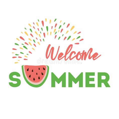 Welcome Summer Sign On The Background Watermelon Stock Illustration