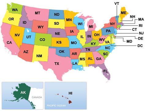Usa State Abbreviations Map Us Map Usa Map Word Map Riset