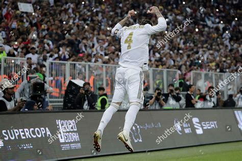 Real Madrids Sergio Ramos Celebrates Scoring Editorial Stock Photo