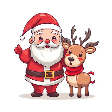 Dibujos Animados Lindo Navidad Santa Claus Y Renos Vector Png Dibujos Papá Noel Reno Reno