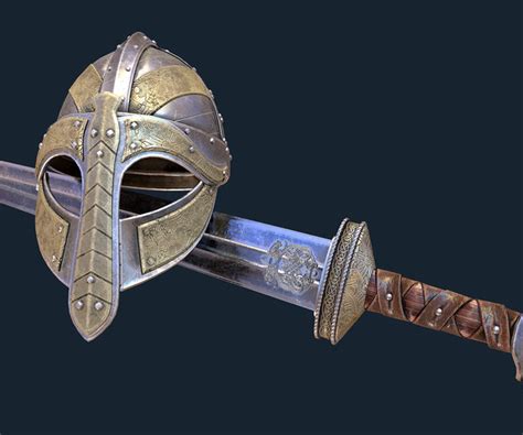 Artstation Viking Helmet And Sword Bundle Game Assets