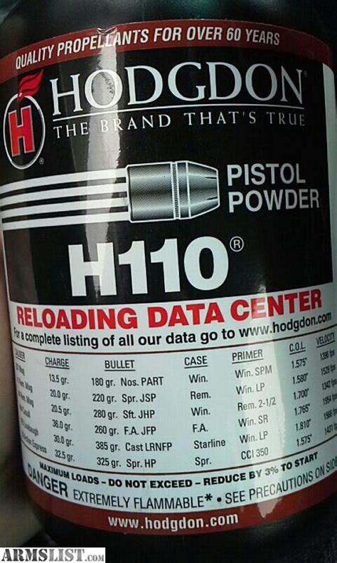 Armslist For Sale Hodgdon H110 Pistol Powder