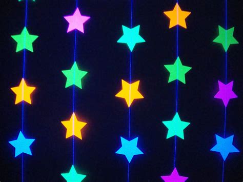 Glow Party Decorations Neon Star Garland Black Light Party Etsy