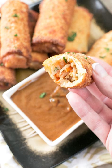 shrimp egg rolls with spicy peanut dipping sauce life s ambrosia