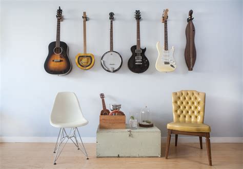 Ask most designers where they start when designing a room and chances are high that they'll say the rug. Guitar Wall | mox & fodder
