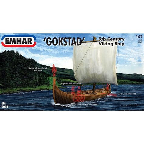 Emhar 9001 Viking Ship Plastic Kit Inside Line Models