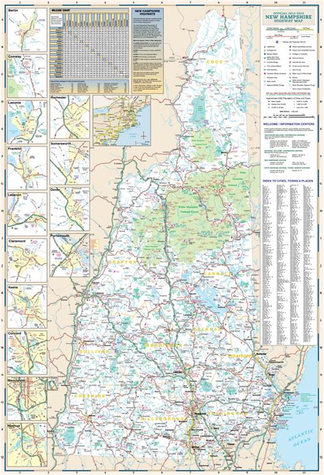 Laminated Map Large Detailed Roads And Highways Map Of New Hampshire Images