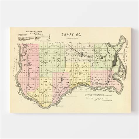 Vintage Map Of Sarpy County Nebraska 1885 By Ted S Vintage Art