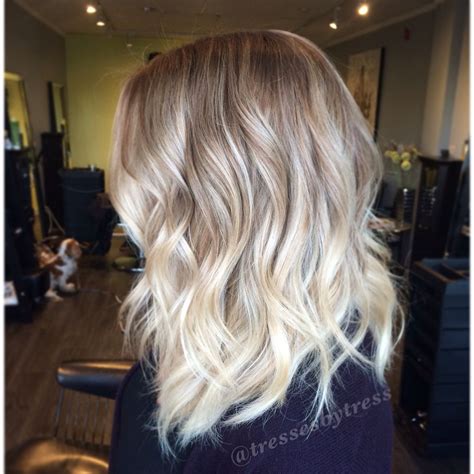 Platinum Blonde Balayage Ombre Textured Lob Haircut Hair Styles